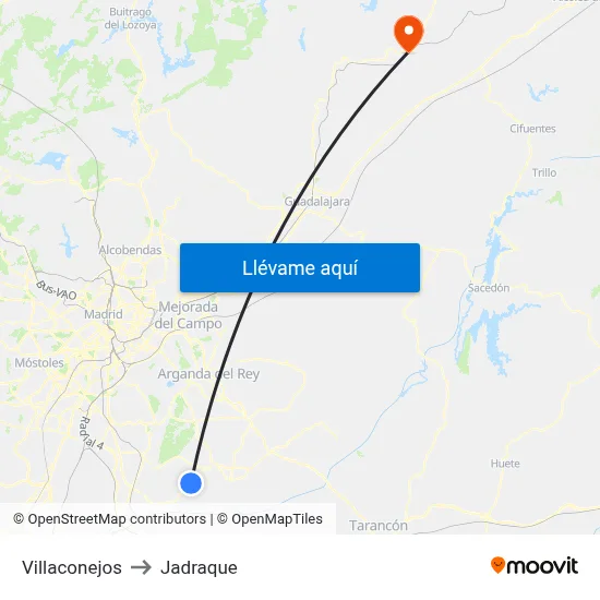 Villaconejos to Jadraque map