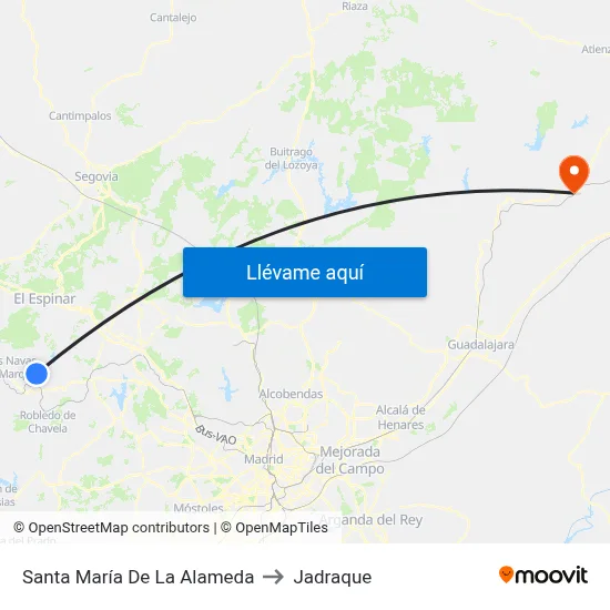 Santa María De La Alameda to Jadraque map