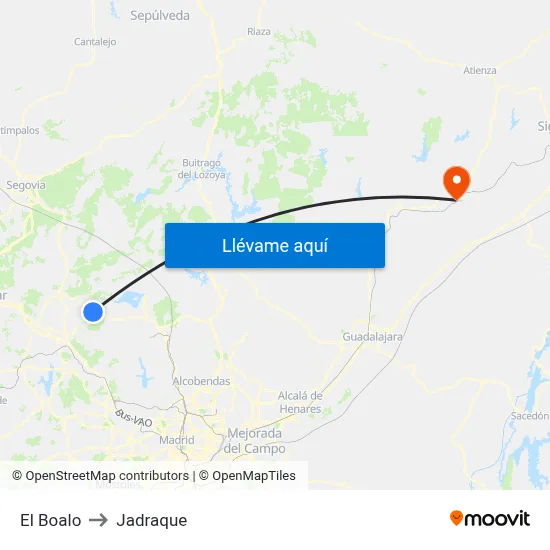 El Boalo to Jadraque map