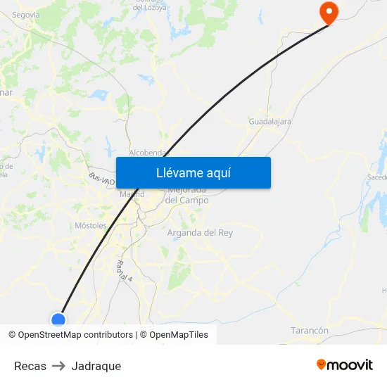 Recas to Jadraque map