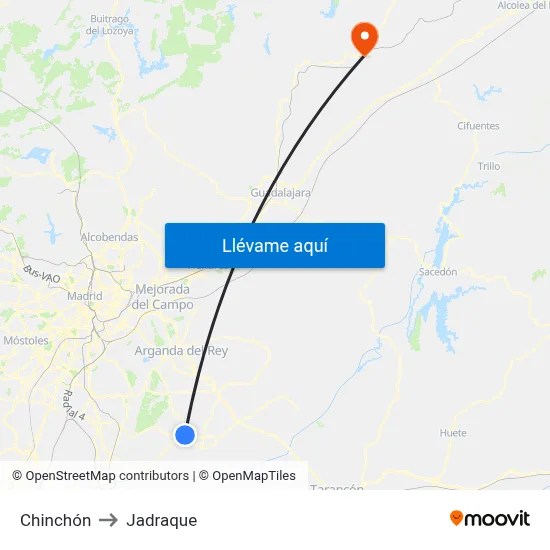 Chinchón to Jadraque map