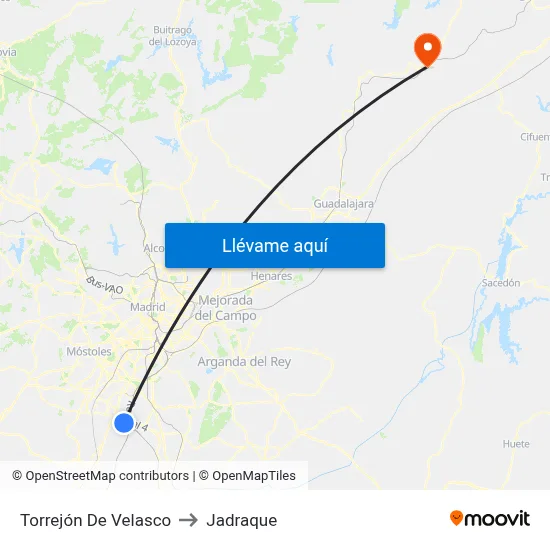 Torrejón De Velasco to Jadraque map