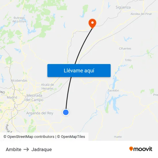 Ambite to Jadraque map