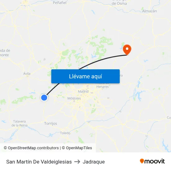 San Martín De Valdeiglesias to Jadraque map