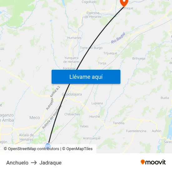 Anchuelo to Jadraque map