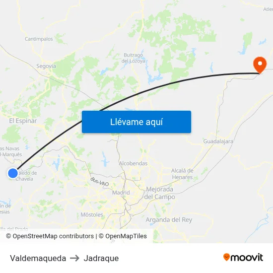 Valdemaqueda to Jadraque map
