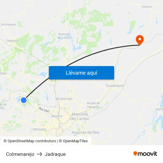 Colmenarejo to Jadraque map