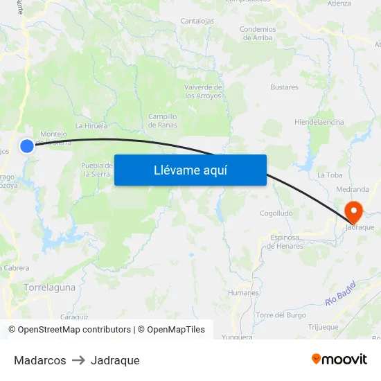 Madarcos to Jadraque map