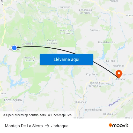 Montejo De La Sierra to Jadraque map