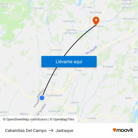 Cabanillas Del Campo to Jadraque map