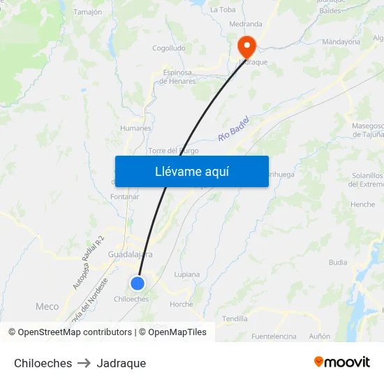 Chiloeches to Jadraque map