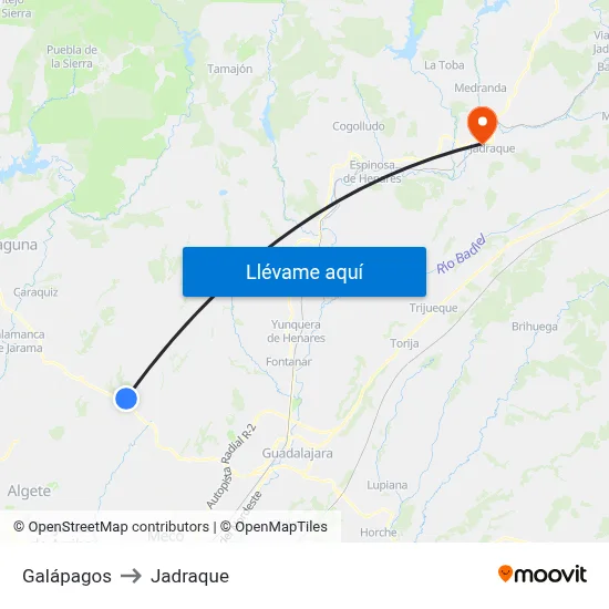 Galápagos to Jadraque map