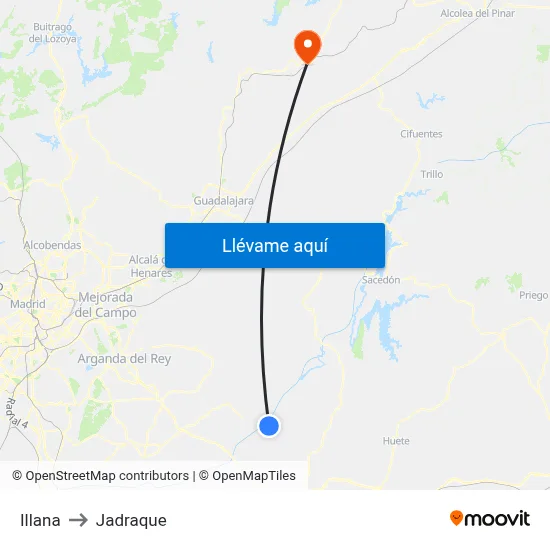 Illana to Jadraque map
