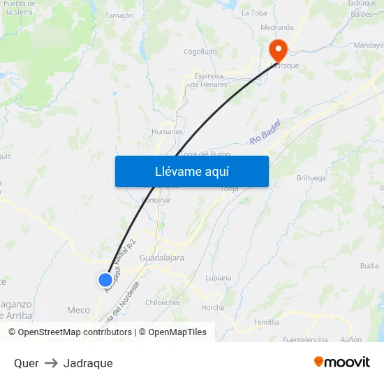 Quer to Jadraque map