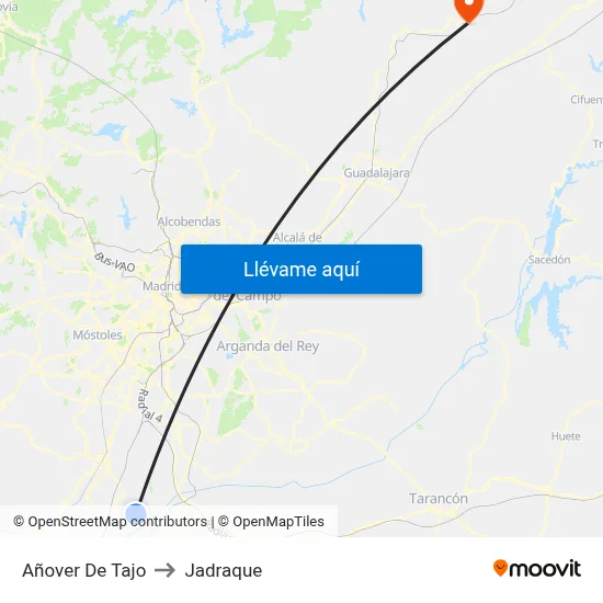 Añover De Tajo to Jadraque map