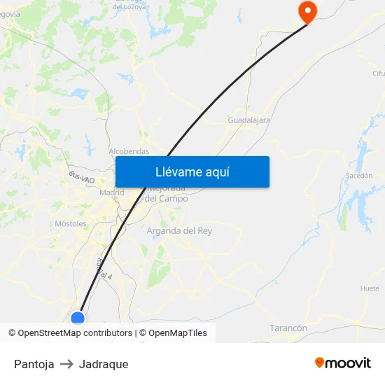 Pantoja to Jadraque map