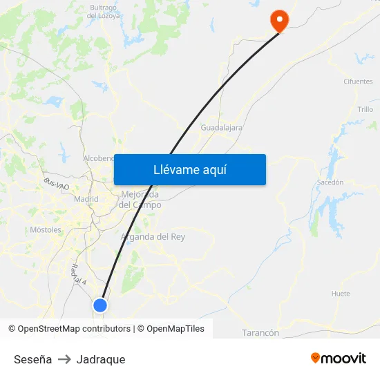 Seseña to Jadraque map