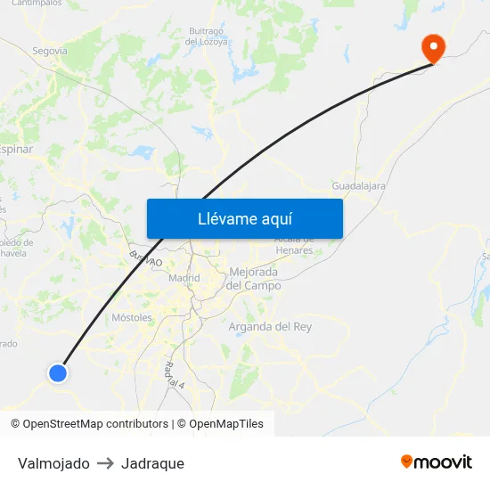 Valmojado to Jadraque map