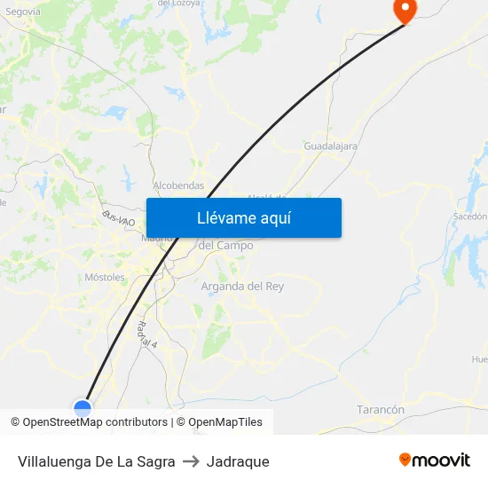 Villaluenga De La Sagra to Jadraque map