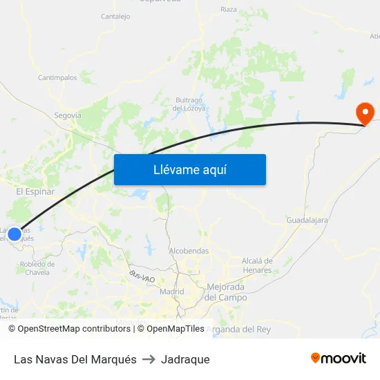 Las Navas Del Marqués to Jadraque map