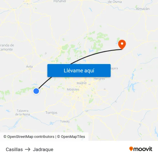 Casillas to Jadraque map