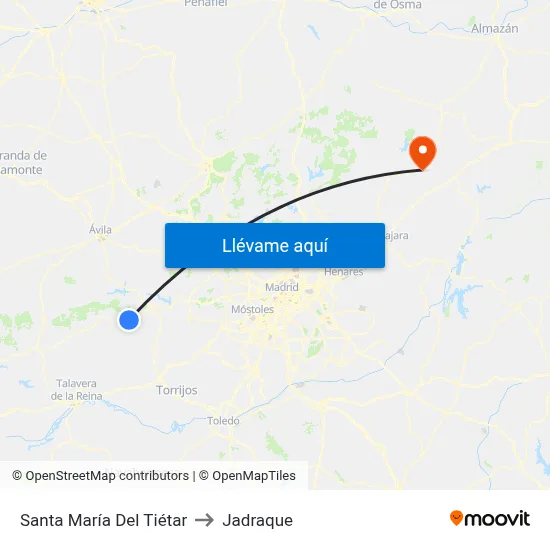 Santa María Del Tiétar to Jadraque map