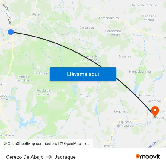 Cerezo De Abajo to Jadraque map