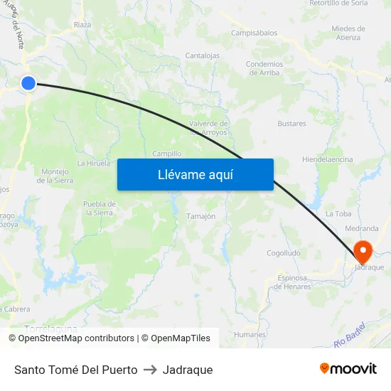 Santo Tomé Del Puerto to Jadraque map