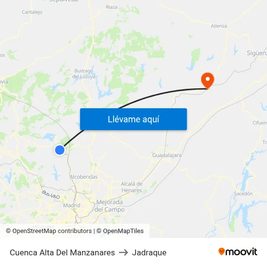 Cuenca Alta Del Manzanares to Jadraque map