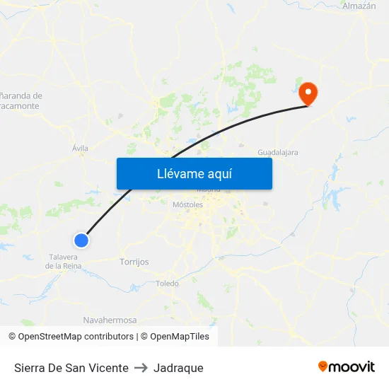 Sierra De San Vicente to Jadraque map