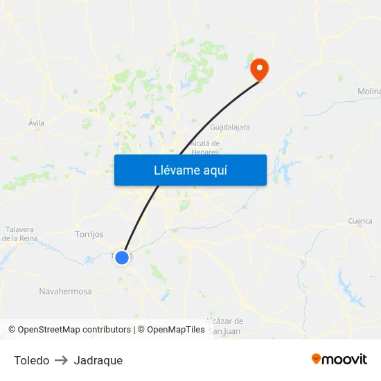 Toledo to Jadraque map
