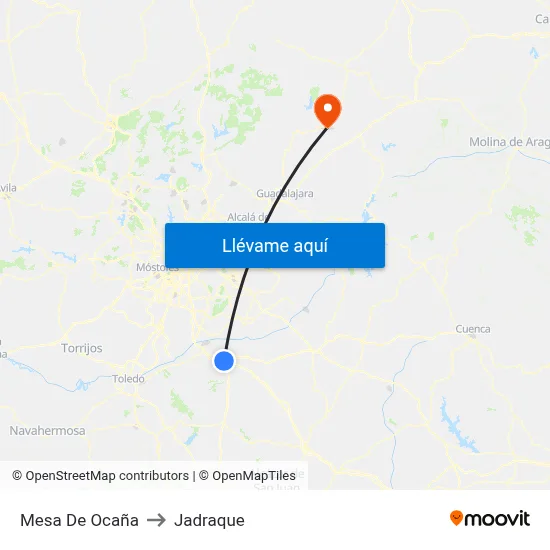Mesa De Ocaña to Jadraque map