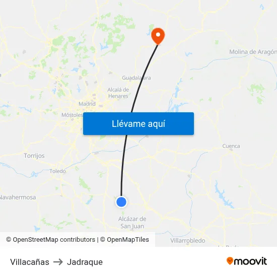 Villacañas to Jadraque map