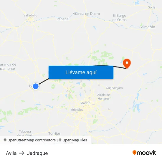 Ávila to Jadraque map