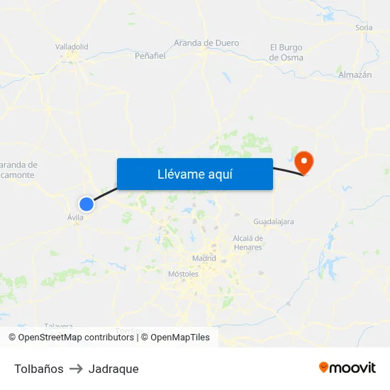 Tolbaños to Jadraque map