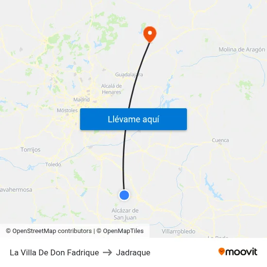 La Villa De Don Fadrique to Jadraque map