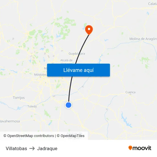 Villatobas to Jadraque map