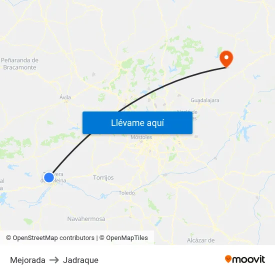 Mejorada to Jadraque map