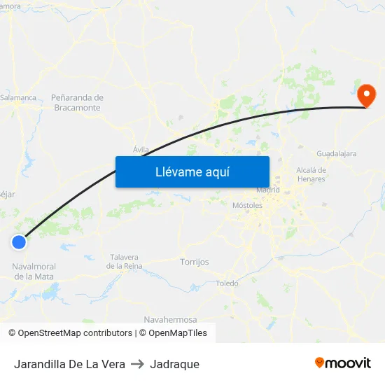 Jarandilla De La Vera to Jadraque map