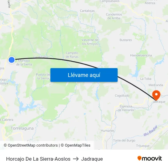 Horcajo De La Sierra-Aoslos to Jadraque map