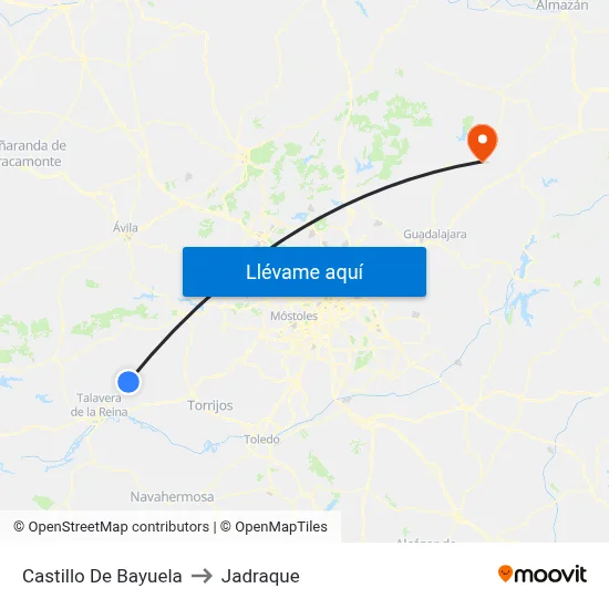 Castillo De Bayuela to Jadraque map
