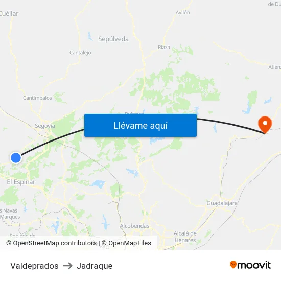 Valdeprados to Jadraque map