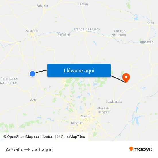 Arévalo to Jadraque map