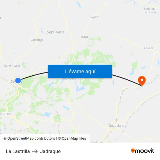 La Lastrilla to Jadraque map