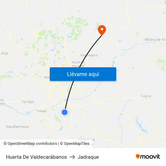 Huerta De Valdecarábanos to Jadraque map