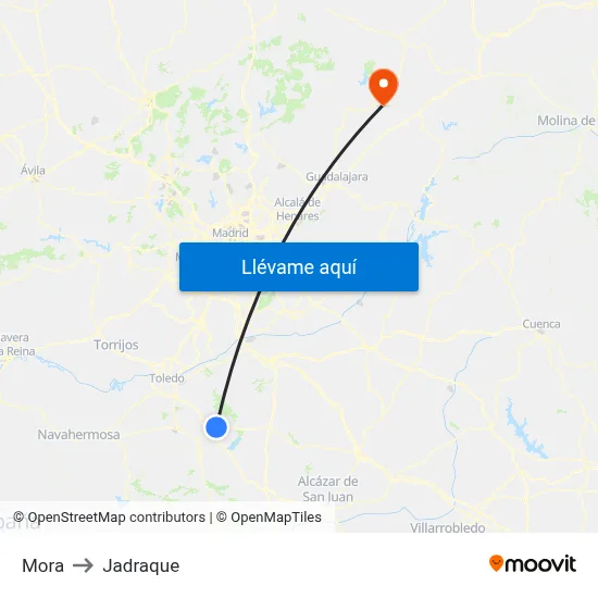 Mora to Jadraque map