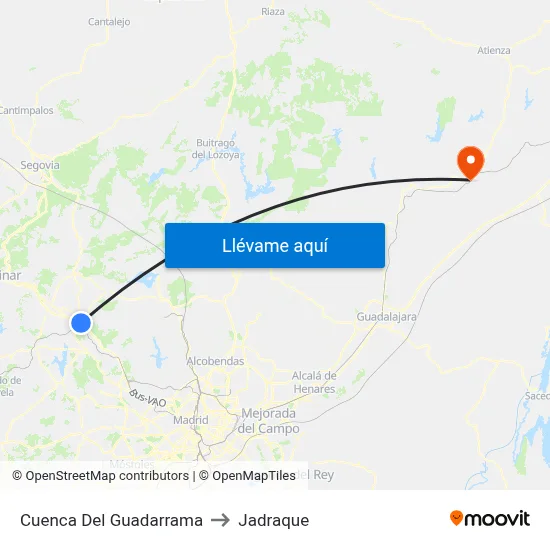Cuenca Del Guadarrama to Jadraque map