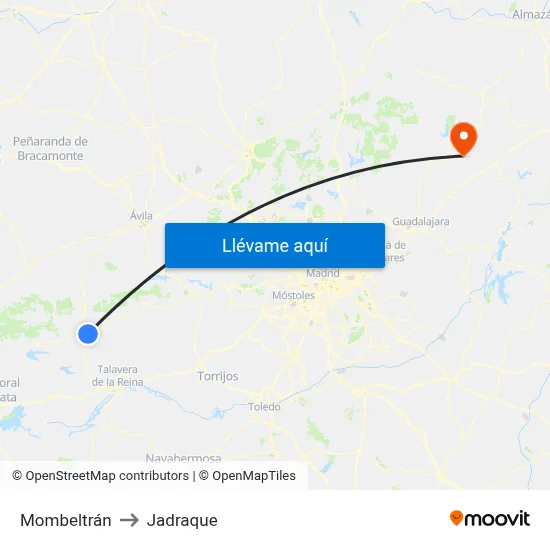 Mombeltrán to Jadraque map