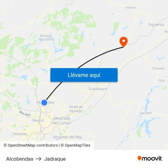 Alcobendas to Jadraque map