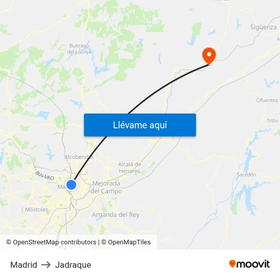 Madrid to Jadraque map